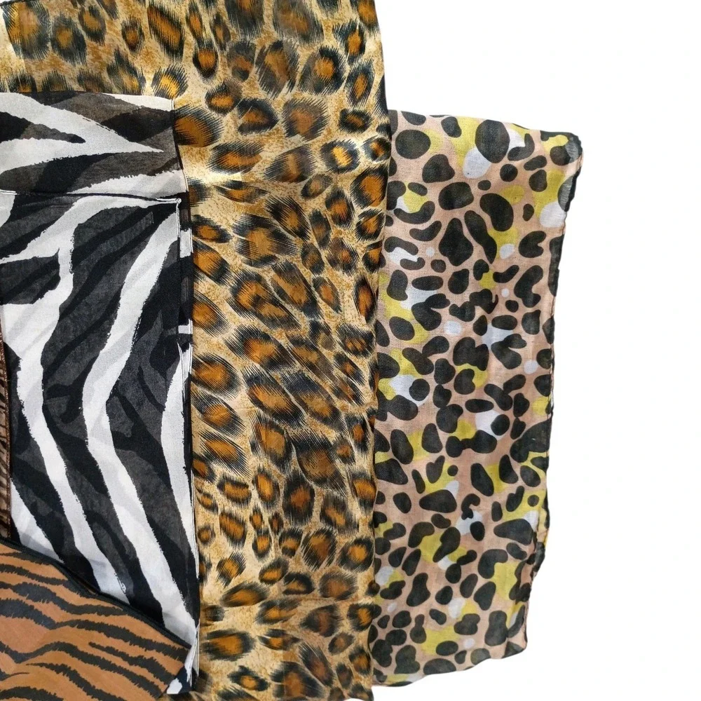 Mixed Animal Print Scarves (7) Leopard Zebra Tiger Snake Sheer Rectangle Square